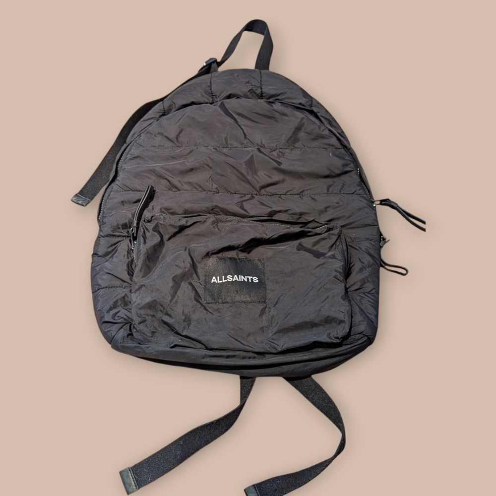 Allsaints Nylon Black Puffer Backpack